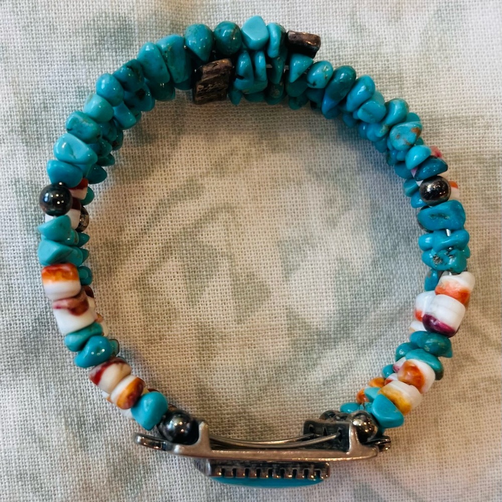 Authentic Navajo VTG Turquoise/sterling silver bangle bracelet - Picture 5 of 7